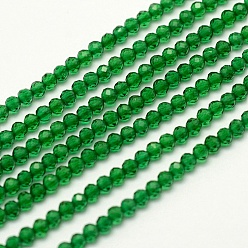 Green Faceted Natural Quartz Beads Strands, Dyed, Round, Green, 2mm, Hole: 0.5mm, about 200pcs/strand, 15.5 inch(39.5cm)