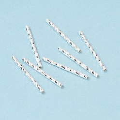 Серебро Латунная прямая трубчатая бусина с покрытием стойки, без кадмия и без свинца, долговечный, серебряные, 19.5~20x1.5 мм, отверстие : 0.9 мм