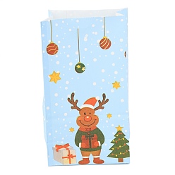 Cerf Sacs en papier kraft thème noël, sacs-cadeaux, sacs de collations, rectangle, motif de renne, 23.2x13x8 cm