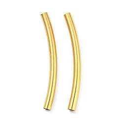 Golden 304 Stainless Steel Tube Beads, Curved Tube, Golden, 25x2mm, Hole: 1.5mm