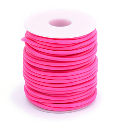 Camellia Hollow Pipe PVC Tubular Synthetic Rubber Cord, Wrapped Around White Plastic Spool, Camellia, 4mm, Hole: 2mm, about 16.4 yards(15m)/roll
