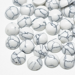 Blanco Cabujones turquesa sintéticos, media vuelta / cúpula, blanco, 8x3.5 mm