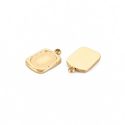 Real 14K Gold Plated Ion Plating(IP) 304 Stainless Steel Pendant Enamel Settings, Rectangle, Real 14K Gold Plated, 13.5x9x1.5mm, Hole: 1.5mm