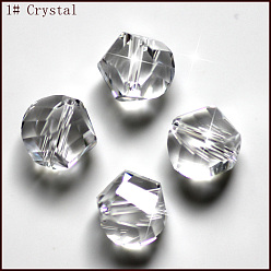 Clair Imitations de perles de cristal autrichien, grade de aaa, facette, polygone, clair, 8mm, Trou: 0.9~1mm