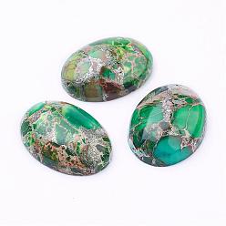 Lime Green Synthetic Regalite/Imperial Jasper/Sea Sediment Jasper Cabochons, Dyed, Oval, Lime Green, 24.5~25x18x7~8mm