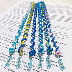 Blue Synthetic Rubber Hair Styling Twister Clips, Braided Rubber Hair Band Spiral Spin Hair Tool for Girl Women, Blue, 240mm, 6pcs/set