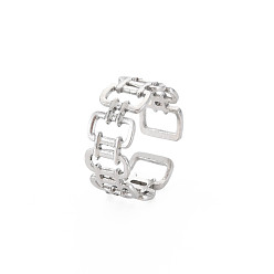 Нержавеющая Сталь Цвет 304 открытое прямоугольное манжетное кольцо из нержавеющей стали для женщин, цвет нержавеющей стали, размер США 8 (18.1 мм)