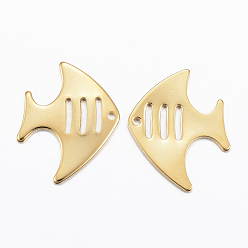 Golden 304 Stainless Steel Charms, Fish, Golden, 15.5x20x1mm, Hole: 1mm