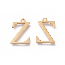 Letter Z 304 charmes en acier inoxydable, alphabet grec, or, letter.z, 14x9.5x1mm, Trou: 1.2mm