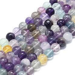 Fluorita Perlas naturales fluorita hebras, rondo, 6~7 mm, agujero: 0.6 mm, sobre 62~64 unidades / cadena, 14.96''~15.35'' (38~39 cm)