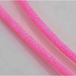 Ярко-Розовый Макраме Rattail китайские шнуры узел приготовления круглый нейлон плетеный строк темы, атласный шнур, ярко-розовый, 2 мм, около 10.93 ярдов (10 м) / рулон