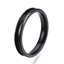 Electrophoresis Black 304 Stainless Steel Grooved Finger Ring Settings, Ring Core Blank, for Inlay Ring Jewelry Making, Electrophoresis Black, Inner Diameter: 20mm