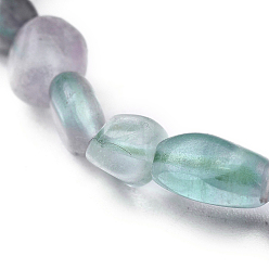 Fluorine Bracelets élastiques à cordon fluorite naturel, pierre tombée, nuggets, diamètre intérieur: 2~2-1/4 pouce (5.2~5.6 cm)
