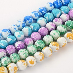 Couleur Mélangete Cuisson peints rangées de perles de verre ronde, couleur mixte, 6mm, Trou: 1.3~1.6mm, Environ 133 pcs/chapelet, 31.4 pouce
