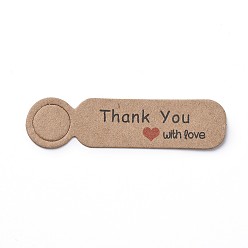 BurlyWood Paper Gift Tags, Hange Tags, For Arts and Crafts, For Valentine's Day/Thanksgiving, Rectangle with Word Thank You with Love, BurlyWood, 13x49.5x0.5mm, Hole: 9mm