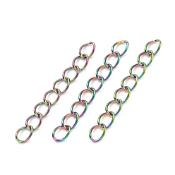 Rainbow Color Ion Plating(IP) 304 Stainless Steel Curb Chains Extender, Rainbow Color, 25mm, Link: 4x3x0.5mm