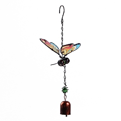 Colorful Butterfly Glass Wind Chime, Iron Art Pendant Decoration, for Home Yard Balcony Outdoor, Colorful, 300x100mm