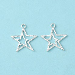Silver Tibetan Silver Pendants, Lead Free and Cadmium Free, Star, Christmas, about 23mm long, 20.5mm wide, 2mm thick, hole: 1.5mm