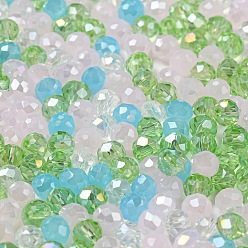 Azur Perlas de vidrio, facetados, Rondana plana, azur, 4x3 mm, agujero: 0.4 mm, Sobre 820 unidades / 60 g