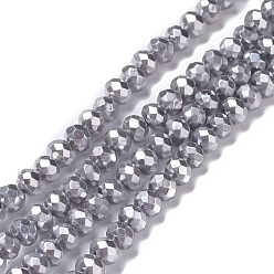 Slate Gray Opaque Glass Beads Strands, Faceted, Rondelle, Slate Gray, 6x5mm, Hole: 1mm, about 126pcs/strand, 24.41''(62cm)