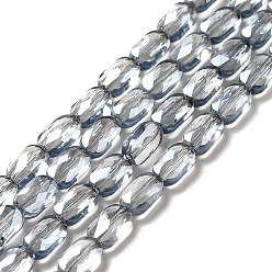 Dark Slate Gray Transparent Electroplate Glass Beads Strands, Faceted, Pearl Luster Plated, Oval, Dark Slate Gray, 7x4.5x3mm, Hole: 0.9mm, about 78~81pcs/strand, 22.83 inch(58cm)