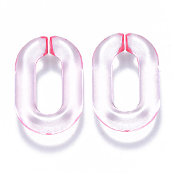 Pink Transparent Acrylic Linking Rings, Quick Link Connectors, for Cable Chains Making, Oval, Pink, 31x19.5x5.5mm, Inner Diameter: 19.5x7.5mm
