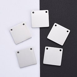 Color de Acero Inoxidable 304 conectores de eslabones de acero inoxidable, pulido manual, sellado de etiquetas en blanco, plaza, color acero inoxidable, 15x15x1.8 mm