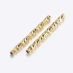Golden Brass Tube Beads, Tube, Faceted, Golden, 19.5x1.5mm, Hole: 0.5mm