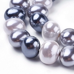 Coloré Chapelets de perles nacrées, ovale, colorées, 12~13x15~16x12mm, Trou: 1mm, Environ 30 pcs/chapelet, 15.5 pouce