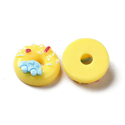 Jaune Cabochons décodés alimentaires imitation résine opaque, donut, jaune, 19~20x8~10.5mm