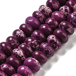 Фиолетовый Синтетические окрашенные нити императорской яшмы, рондель, фиолетовые, 8~8.5x5~5.5 мм, отверстие : 1.2 мм, около 76~77 шт / нитка, 15.20''~15.47" (38.6~39.3 см)