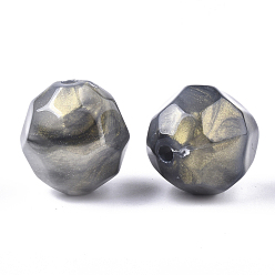 Gris Ardoise Perles acryliques, pierre d'imitation, facette, ronde, gris ardoise, 22x22.5~23mm, Trou: 3mm