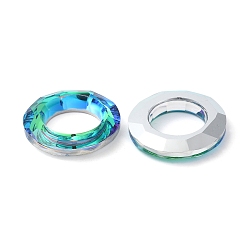 Yellow Green Electroplate Glass Linking Rings, Crystal Cosmic Ring, Prism Ring, Faceted, Back Plated, Round Ring, Yellow Green, 30x6.5mm, Inner Diameter: 17mm