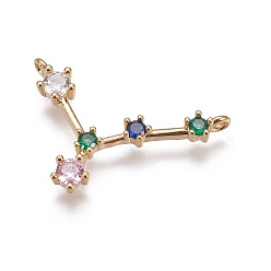 Cancer Micro cuivres ouvrent pendentifs zircone cubique, douze constellations, or, cancer, 16x26x3mm, Trou: 1mm