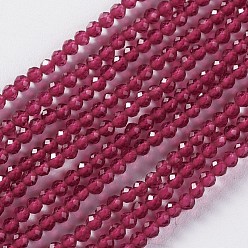 Pálida Violeta Roja Abalorios de vidrio, facetados, rondo, rojo violeta pálido, 2x2 mm, agujero: 0.4 mm, sobre 193~197 unidades / cadena, 14.17 pulgada ~ 15.51 pulgada (36~39.4 cm)
