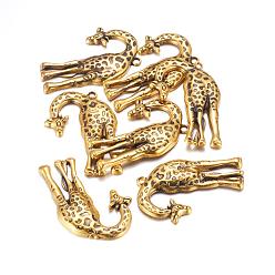 Oro Antiguo Colgantes de la aleación de estilo tibetano, jirafa, oro antiguo, sin plomo y cadmio, 44x30x4 mm, agujero: 2 mm, Sobre 140 unidades / 1000 g