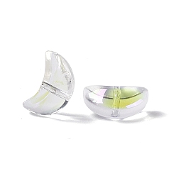 Kaki Clair Perles de verre electroplate, croissant de lune, kaki clair, 9x14x6mm, Trou: 1.2mm