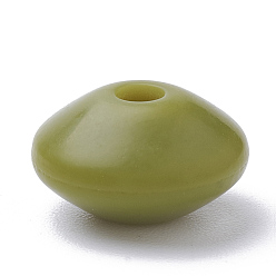 Vert Olive Foncé Perles de silicone écologiques de qualité alimentaire, perles à mâcher pour les jouets de dentition, Diy soins infirmiers colliers faisant, rondelle, vert olive foncé, 12x6~7mm, Trou: 2mm
