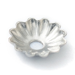 Stainless Steel Color 304 Stainless Steel Bead Caps, Multi-Petal, Flower, Stainless Steel Color, 5.7x1.4mm, Hole: 1.2mm