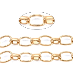 Oro 304 cadenas rolo de acero inoxidable, cadenas de eructo, sin soldar, con carrete, dorado, link: 13x9.5x1.3 mm y 8x5.5x3.5 mm, aproximadamente 32.8 pies (10 m) / rollo