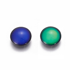Colorful Glass Cabochons(Color will Change with Different Temperature), Mood Cabochons, Half Round, Colorful, 12x4mm