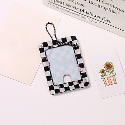 Butterfly Acrylic Photocard Sleeve Keychain, with Ball Chains and Rectangle Clear Window, Rectangle, Light Sky Blue, Butterfly Pattern, 105x75mm