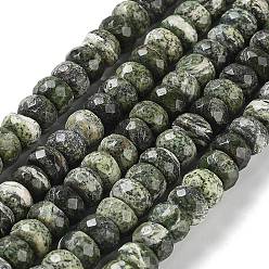 Línea Plata Piedra Línea de plata natural hebras de perlas de jaspe, facetados, Rondana plana, 5.5~6x3.5~4.5 mm, agujero: 0.9 mm, sobre 101 unidades / cadena, 15.63'' (39.7 cm)