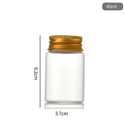Золотой Четкие стеклянные бутылки шарик контейнеры, Пробирки для хранения шариков с завинчивающейся крышкой и алюминиевой крышкой, колонка, золотые, 3.7x6 см, емкость: 40 мл (1.35 жидких унций)