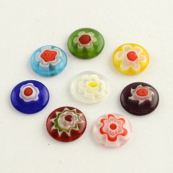 Mixed Color Handmade Millefiori Glass Cabochons, Half Round/Dome, Mixed Color, 10x3mm