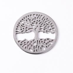 Stainless Steel Color 304 Stainless Steel Filigree Joiners, Flat Round, Stainless Steel Color, 35x2mm