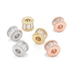 Mixed Color Brass Micro Pave Clear Cubic Zirconia Beads, with Enamel and Jump Ring, Long-Lasting Plated, Rondelle, Mixed Color, 7x5.5mm, Hole: 2.4mm
