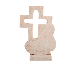 Blanc Antique Figurines de croix en résine, pour la décoration de bureau à domicile, blanc antique, 52x135x208mm
