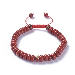 Jaspe Rouge Bracelets réglables en jaspe rouge naturel tressés, avec cordon en nylon, 2 pouces ~ 2-1/2 pouces (5.2~6.6 cm)