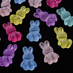 Mixed Color Frosted Acrylic Beads, Rabbit, Mixed Color, 24.5x14.5x11mm, Hole: 2.5mm, about 300pcs/500g
